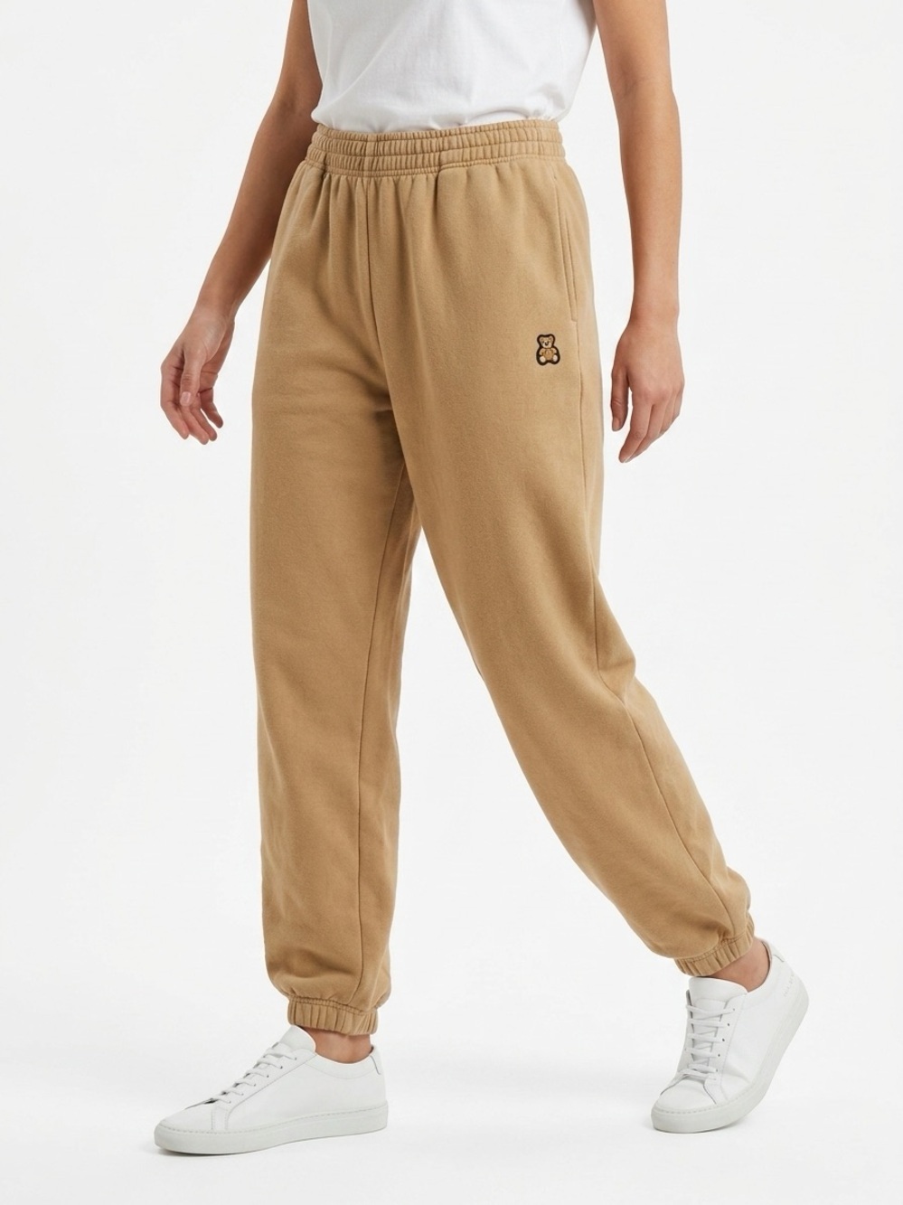 Teddy Fresh Classics Sweatpants Jogger Patch Cotton Fleece Tan M